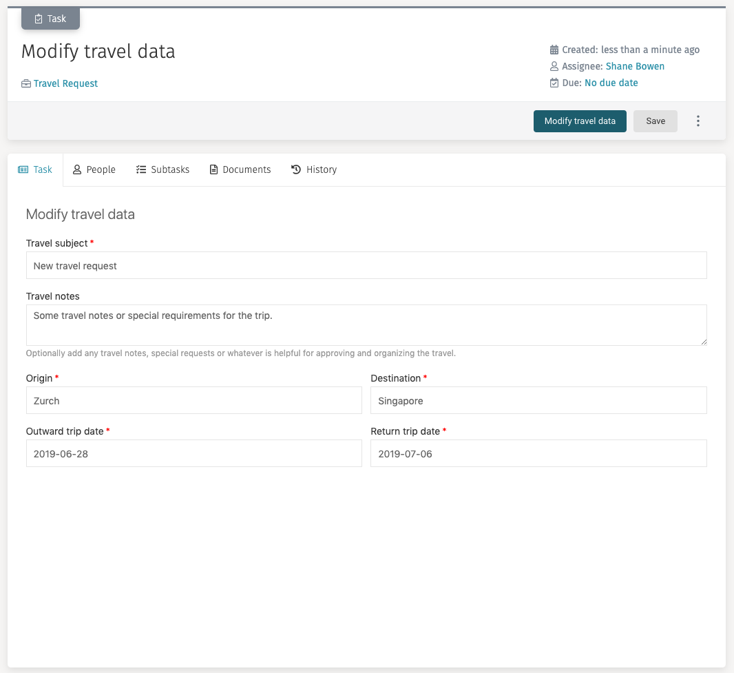 Modify data task