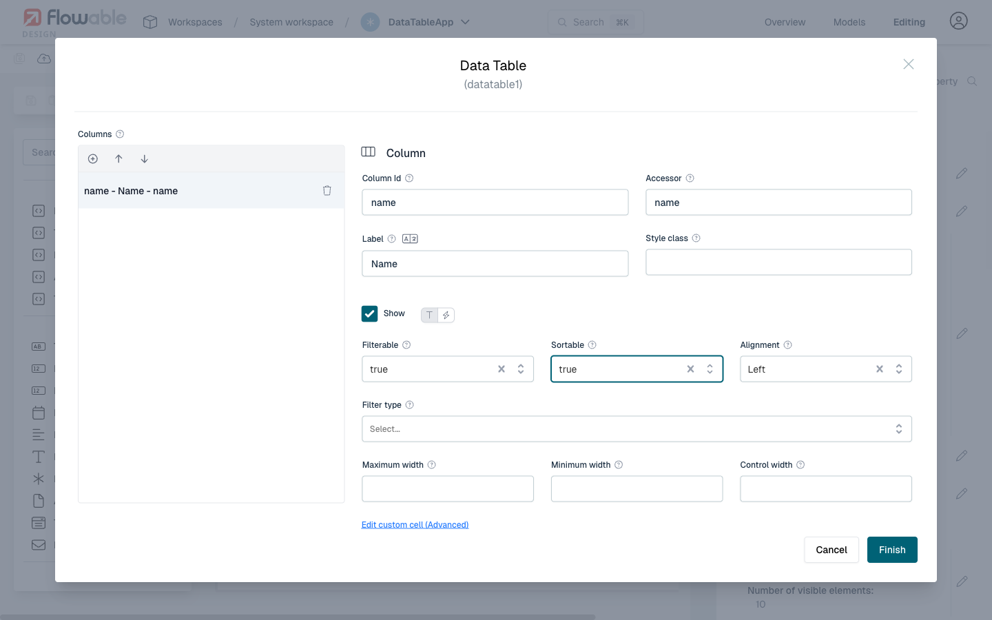 Add column item