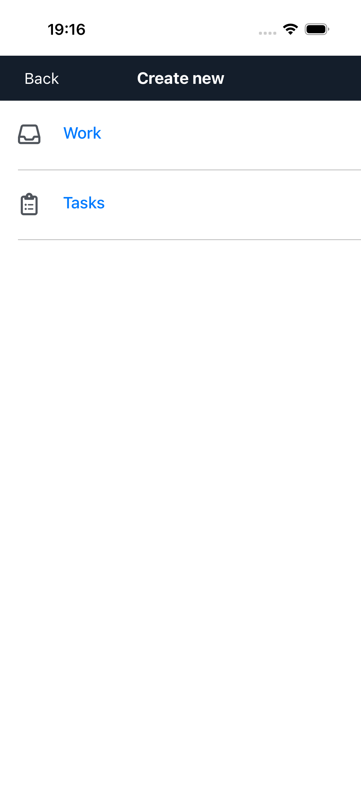 Create new screen