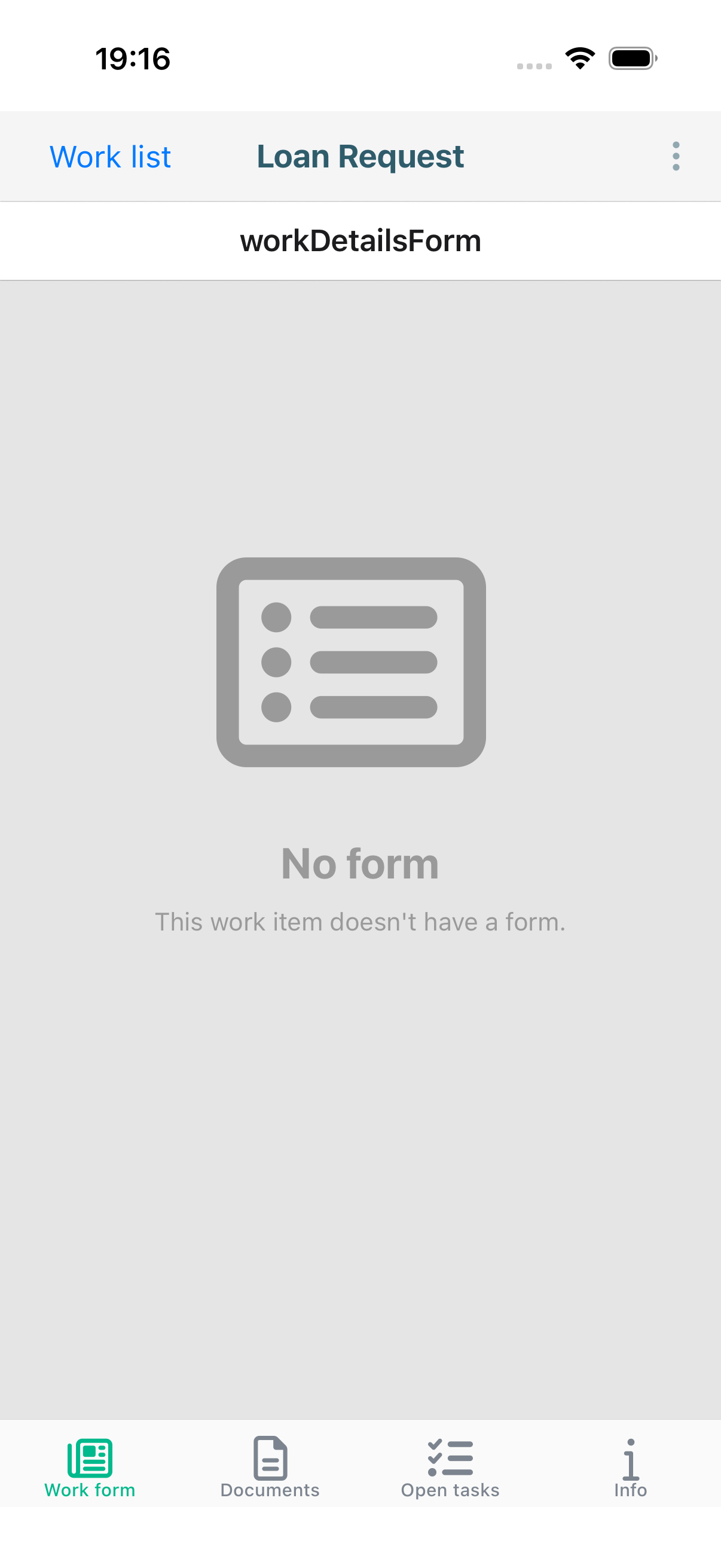 Work form tab