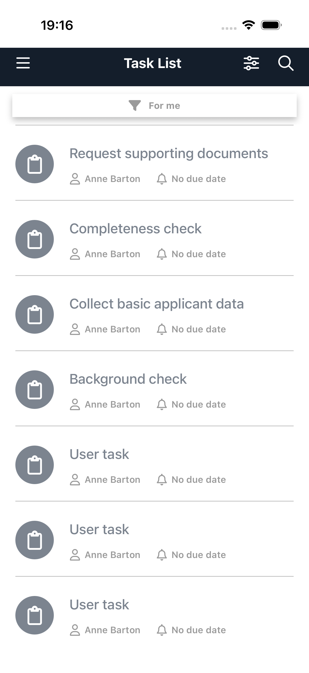 Task list